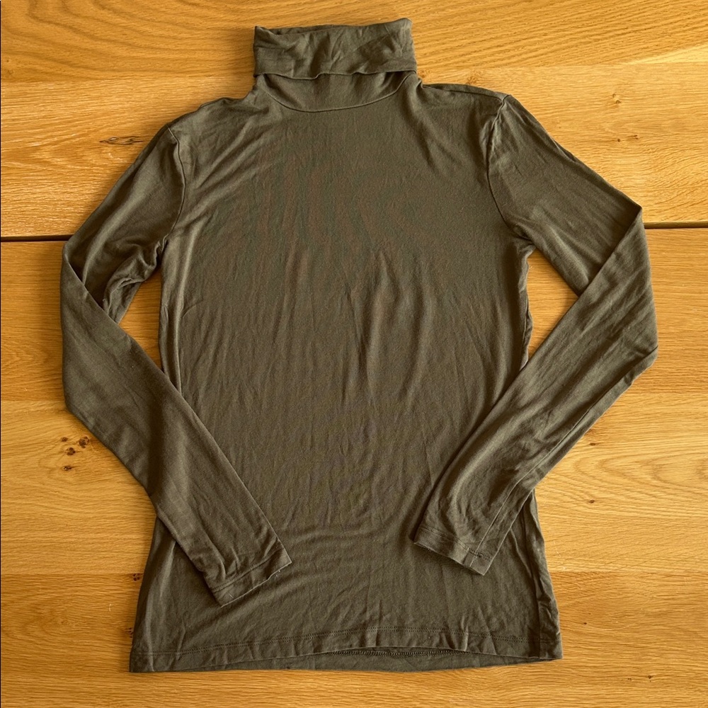 Olive Green Long Sleeve Turtleneck Top
